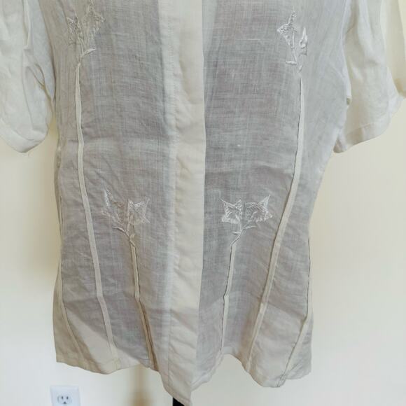 Cleopatra White Linen Embroidered Ivy Cropped Pants & Tank Top & Blause Size XL - Picture 16 of 16